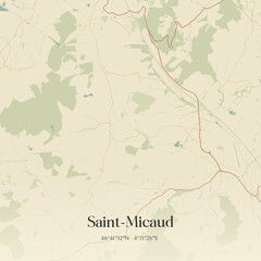Fototapeta premium Vintage map of Saint-Micaud, France.