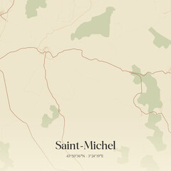 Obraz premium Vintage map of Saint-Michel, France.