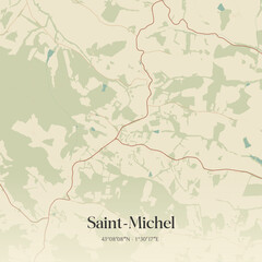 Fototapeta premium Vintage map of Saint-Michel, France.