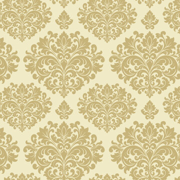 Classic Gold Damask Seamless Pattern &ndash; Vintage Ornamental Wallpaper Background Vector"