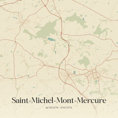 Fototapeta premium Vintage map of Saint-Michel-Mont-Mercure, France.
