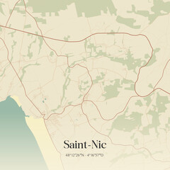 Obraz premium Vintage map of Saint-Nic, France.