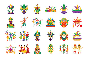 Fototapeta premium bandle mardi gras multicultural influences vector illustration