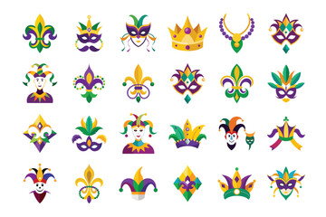 bandle mardi gras symbols & iconography vector illustration