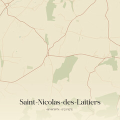 Fototapeta premium Vintage map of Saint-Nicolas-des-Laitiers, France.