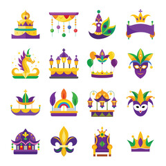 Obraz premium bandle mardi gras floats & parades vector illustration