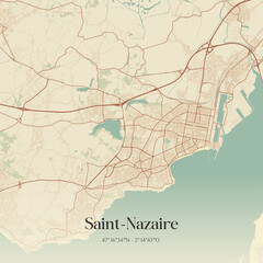 Obraz premium Vintage map of Saint-Nazaire, France.