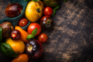 Assortment of different color tomatoes
