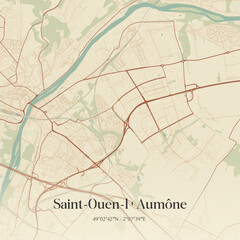 Obraz premium Vintage map of Saint-Ouen-l'Aumône, France.