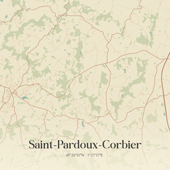 Obraz premium Vintage map of Saint-Pardoux-Corbier, France.