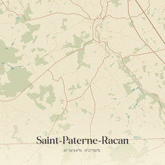 Fototapeta premium Vintage map of Saint-Paterne-Racan, France.