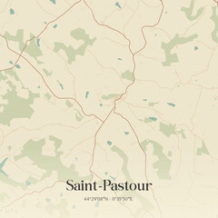Obraz premium Vintage map of Saint-Pastour, France.