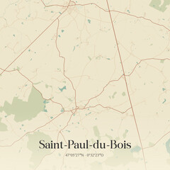 Fototapeta premium Vintage map of Saint-Paul-du-Bois, France.