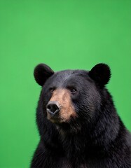 Fototapeta premium Close-up photo of a black bear with a soft plain green background