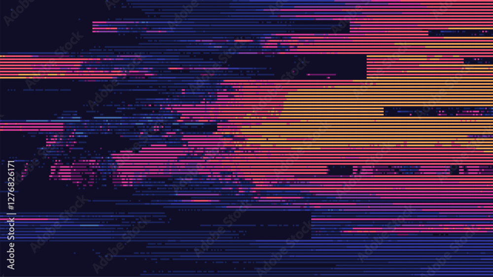 Poster abstract digital glitch background with horizontal lines. glitch effect. colorful vector illustratio