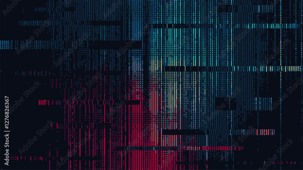Aufkleber Abstract digital glitch background with vertical lines and pixel texture. Vector illustration design for web banner. cyberpunk theme.