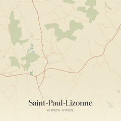 Obraz premium Vintage map of Saint-Paul-Lizonne, France.