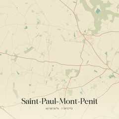 Fototapeta premium Vintage map of Saint-Paul-Mont-Penit, France.