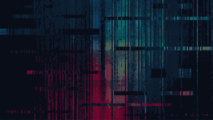 Abstract digital glitch background with vertical lines and pixel texture. Vector illustration design for web banner. cyberpunk theme.