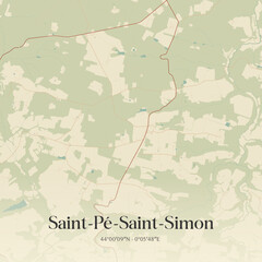 Fototapeta premium Vintage map of Saint-Pé-Saint-Simon, France.