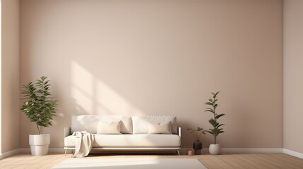Painting of an empty wall. Renovation home. 3D illustration, a clean, freshly painted empty wall in a renovated home, with a minimalist design and modern furnishings.