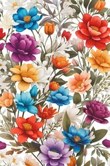 flores de colores sobre fondo blanco