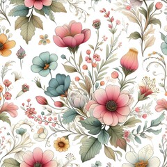 flores con hojas sobre fondo blanco