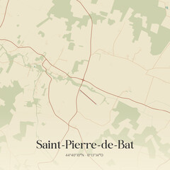 Obraz premium Vintage map of Saint-Pierre-de-Bat, France.