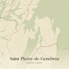 Fototapeta premium Vintage map of Saint-Pierre-de-Genebroz, France.