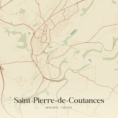 Fototapeta premium Vintage map of Saint-Pierre-de-Coutances, France.