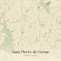 Fototapeta premium Vintage map of Saint-Pierre-de-Fursac, France.