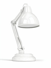 White desk lamp, adjustable arm, bright light, isolated, study
