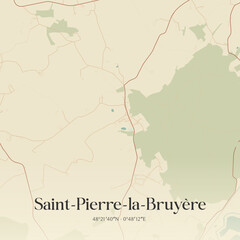 Fototapeta premium Vintage map of Saint-Pierre-la-Bruyère, France.