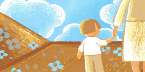 Heartwarming mother's day scene: mother and child baking together