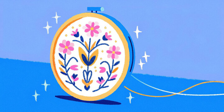 Floral embroidery hoop art for national craft month celebration