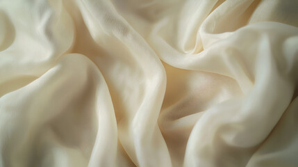 Soft, flowing fabric in an off-white hue, creating gentle waves and subtle shadows, enhancing the textile's texture.
