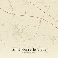 Fototapeta premium Vintage map of Saint-Pierre-le-Vieux, France.
