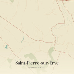Obraz premium Vintage map of Saint-Pierre-sur-Erve, France.