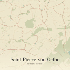 Fototapeta premium Vintage map of Saint-Pierre-sur-Orthe, France.