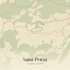 Obraz premium Vintage map of Saint-Priest, France.
