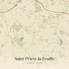 Obraz premium Vintage map of Saint-Priest-la-Feuille, France.