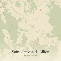 Obraz premium Vintage map of Saint-Privat-d'Allier, France.