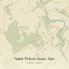 Obraz premium Vintage map of Saint-Priest-sous-Aixe, France.