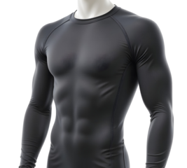 Men’s Black Compression Shirt – Long Sleeve Athletic Base Layer isolated on transparent background