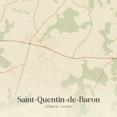 Obraz premium Vintage map of Saint-Quentin-de-Baron, France.