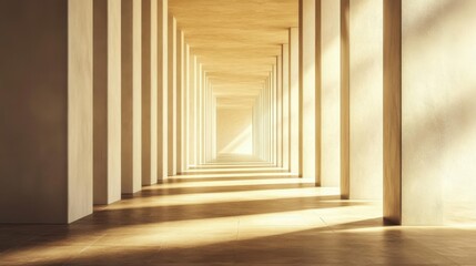 Obraz premium minimalistic architectural hallway with geometric shapes and soft light, modern and serene atmosphere, clean and sleek design, dynamic shadows