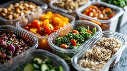 Fresh Meal Prep Containers with Colorful Healthy Ingredients