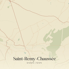 Fototapeta premium Vintage map of Saint-Remy-Chaussée, France.