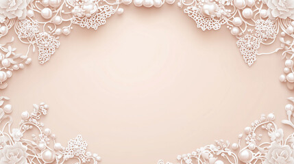 A congratulatory banner featuring a frame adorned with patterns, pearls, and jewelry on a creamy beige background. Room for text.
