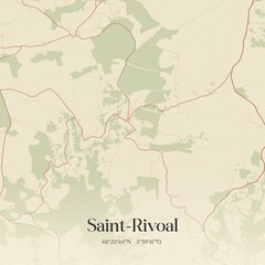 Fototapeta premium Vintage map of Saint-Rivoal, France.